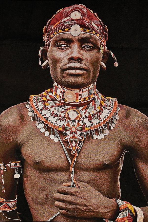 Gobelinbild Samburu Man schwarz - Thomas Albrecht